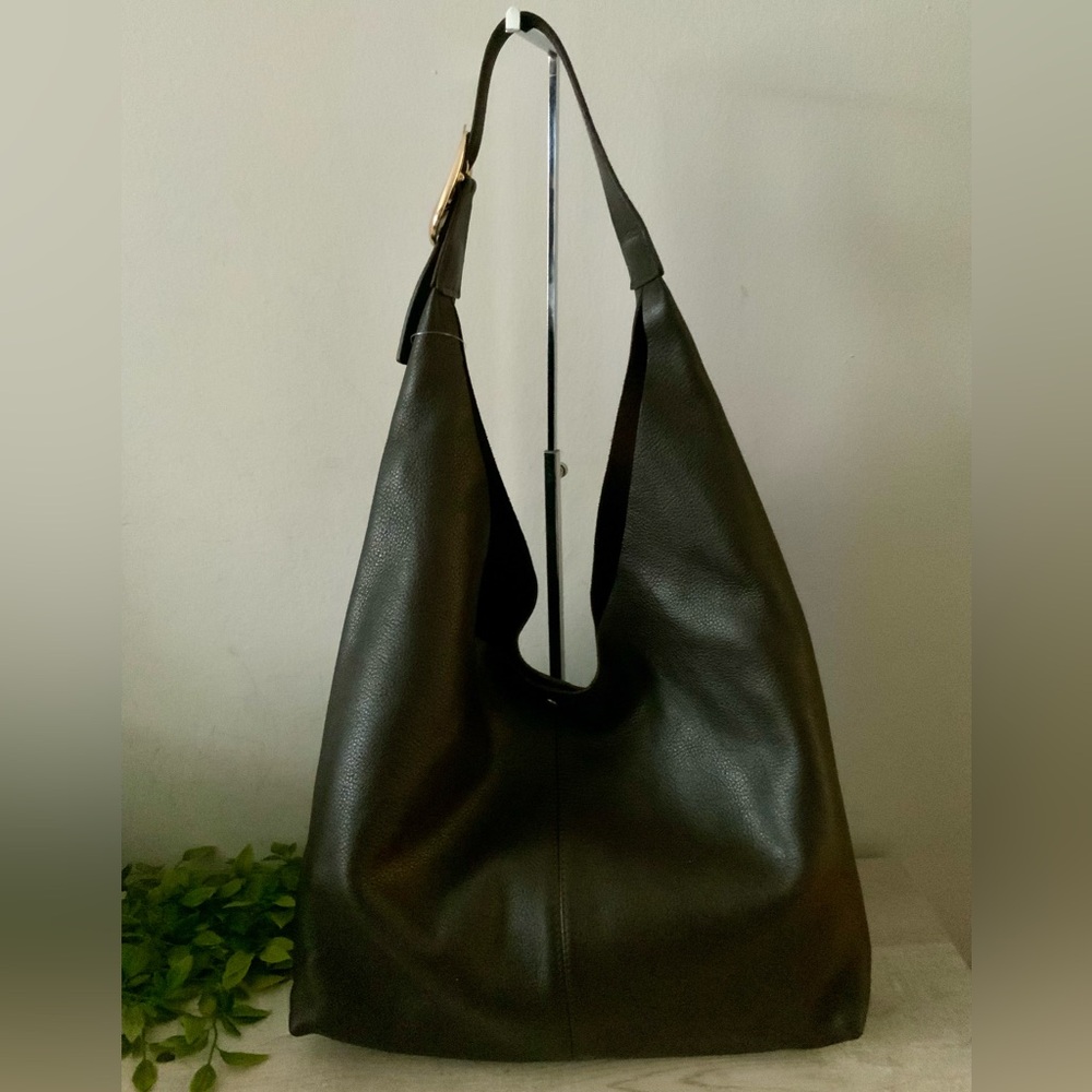 ANTHROPOLOGIE LEATHER SLOUCHY SHOULDER BAG & POUCH CHOCOLATE NWT - Picture 7 of 11